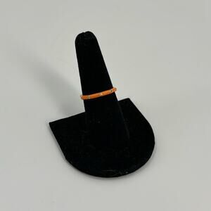 Orange and rhinestone gold stackable ring size 7